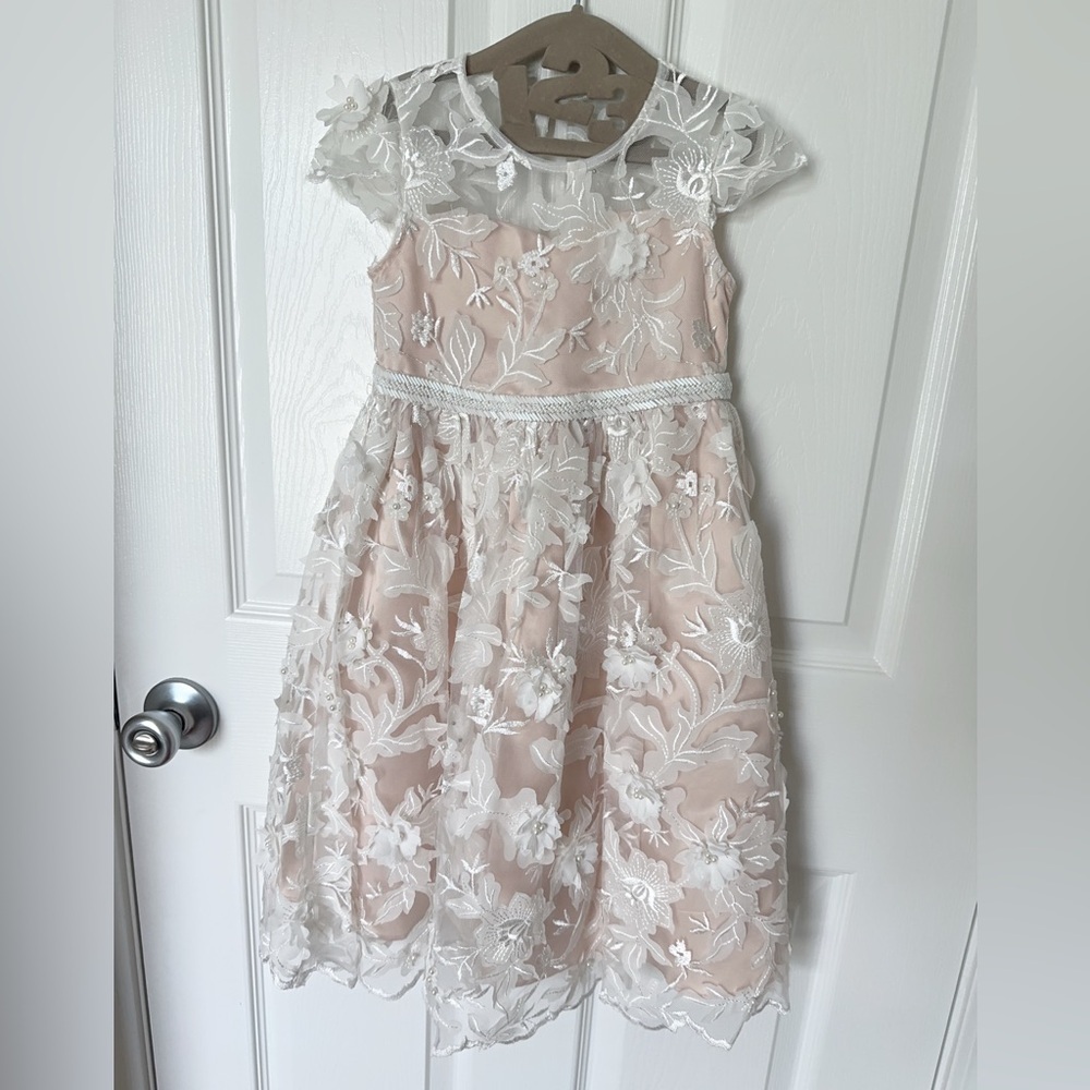 Rare Editions Gold and Pink Ruffled Tiered Dress - Picture 2 of 11
